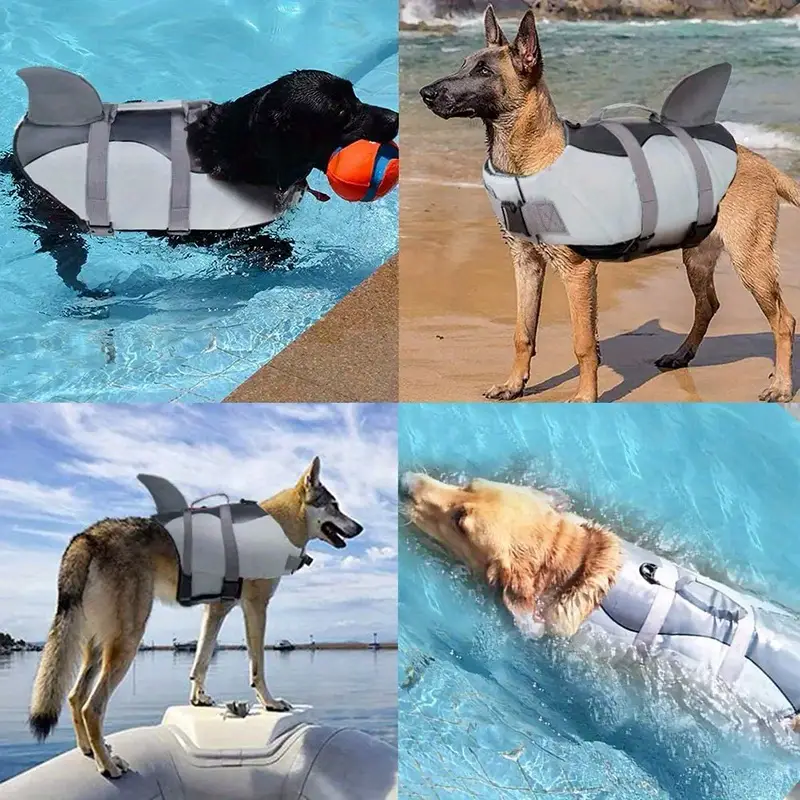 Dog Shark Life Jacket - Reflective & Safe Swimming Vest