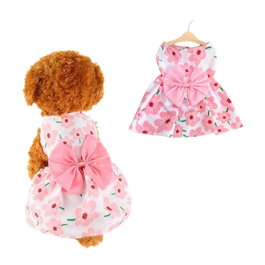 Cute Princess Dog Dress with Bow for Small Pets - PetAura