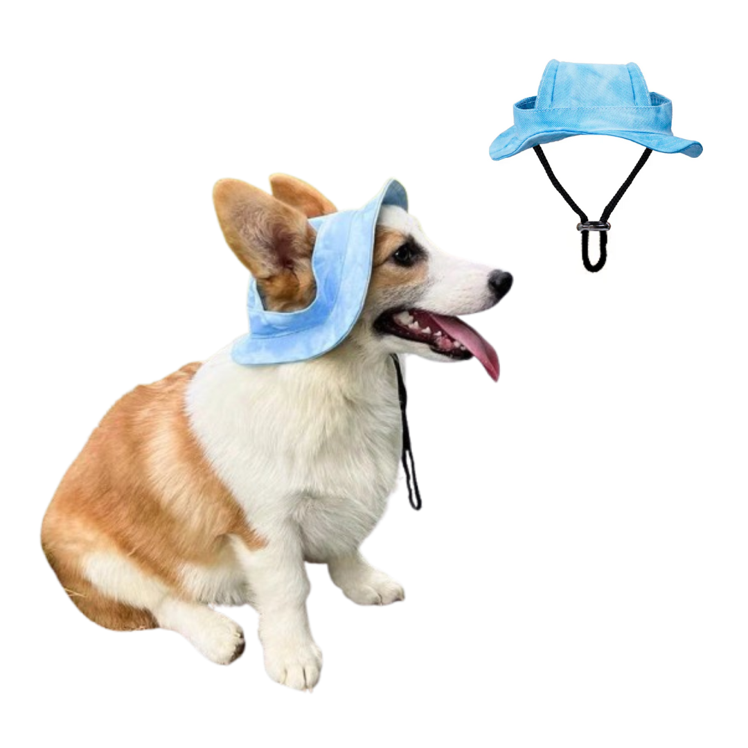 Pet Sun Hat with Ear Holes - Adjustable Summer Cap for Dogs and Cats