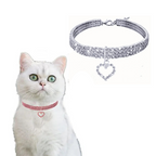 Elegant Rhinestone Pet Collar with Heart Pendant - PetAura