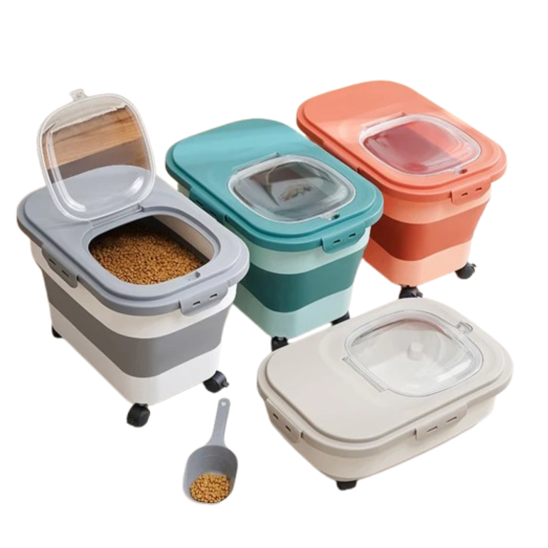 Collapsible Pet Food Storage Container with Airtight Lid - PetAura