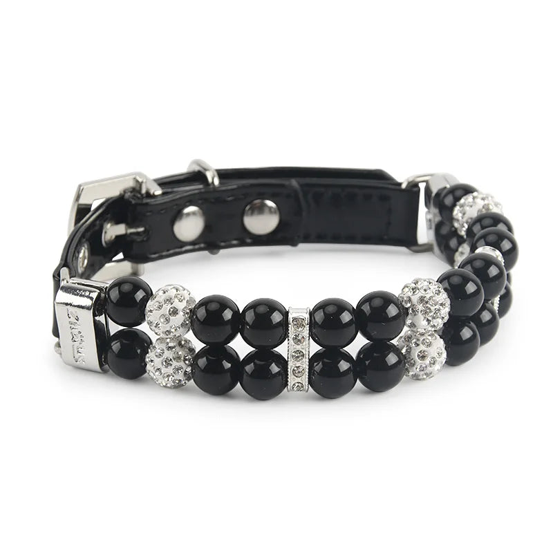 Elegant Pearl Pet Collar with Rhinestones - PetAura
