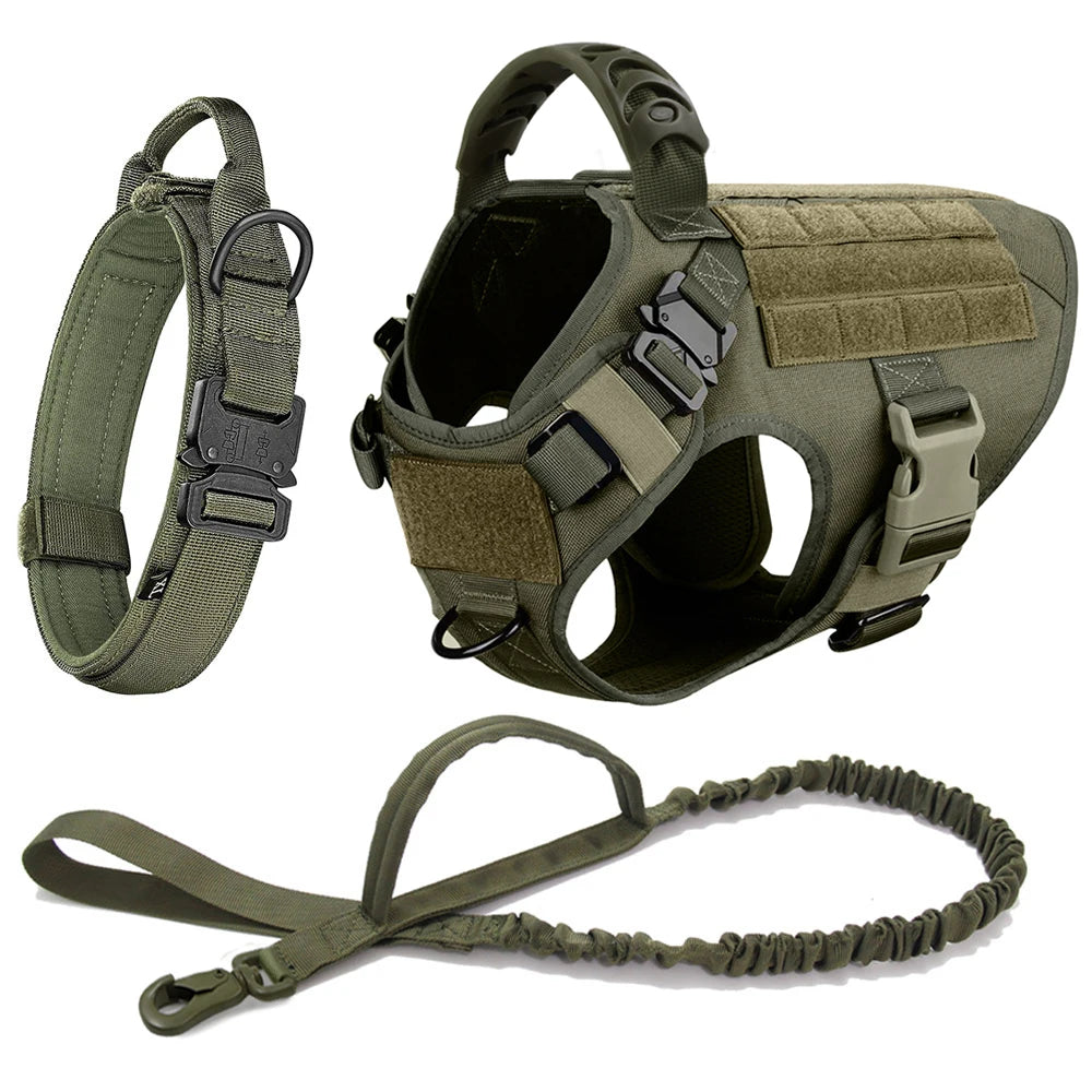 Tactical Dog Harness with Leash and Pouches - PetAura
