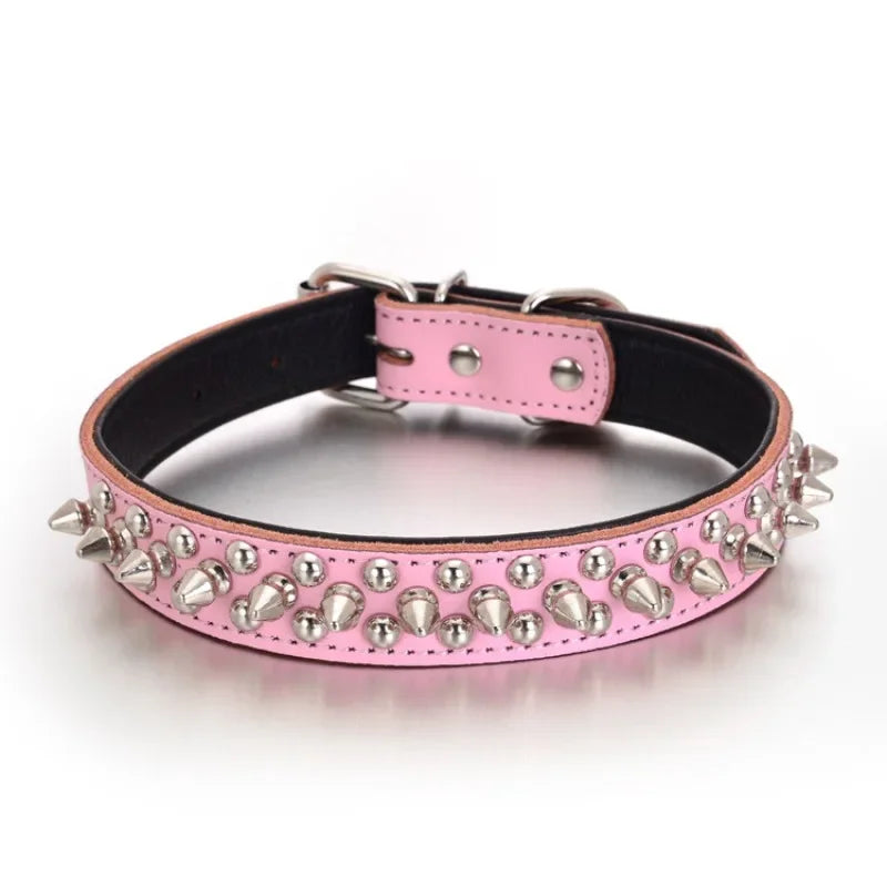 Bullet-proof Anti-bite Rivets, Leather Pet Collars, Leather Rivet Collars, Adjustable