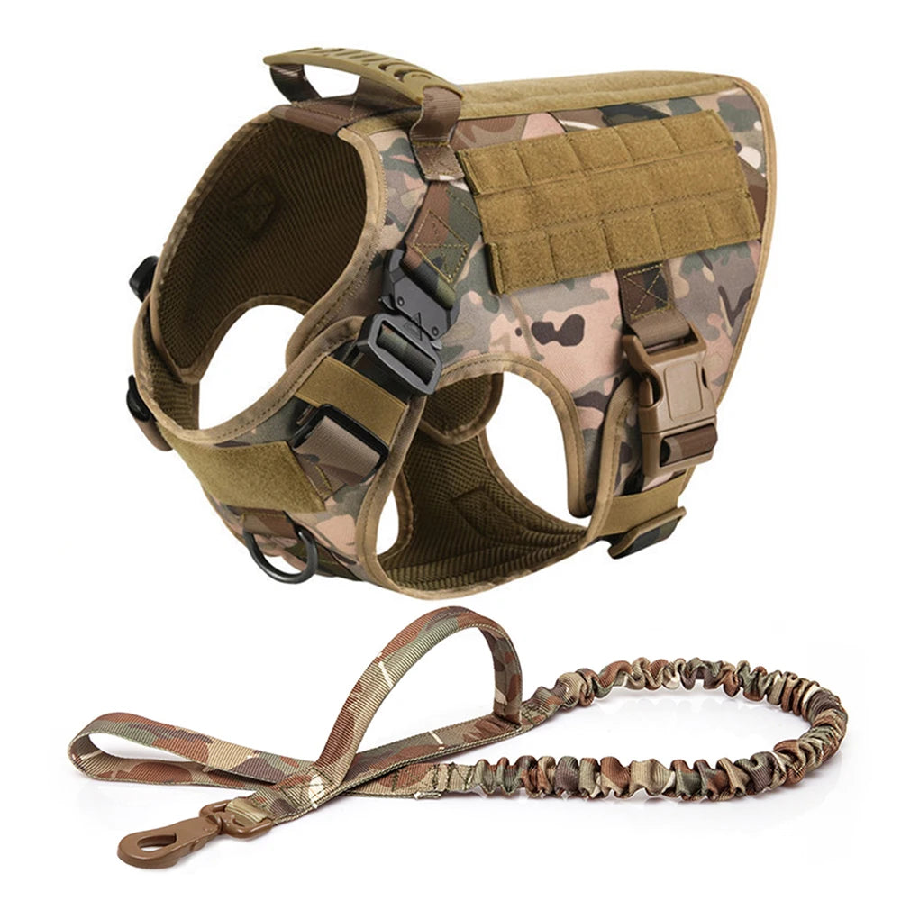 Tactical Dog Harness with Leash and Pouches - PetAura