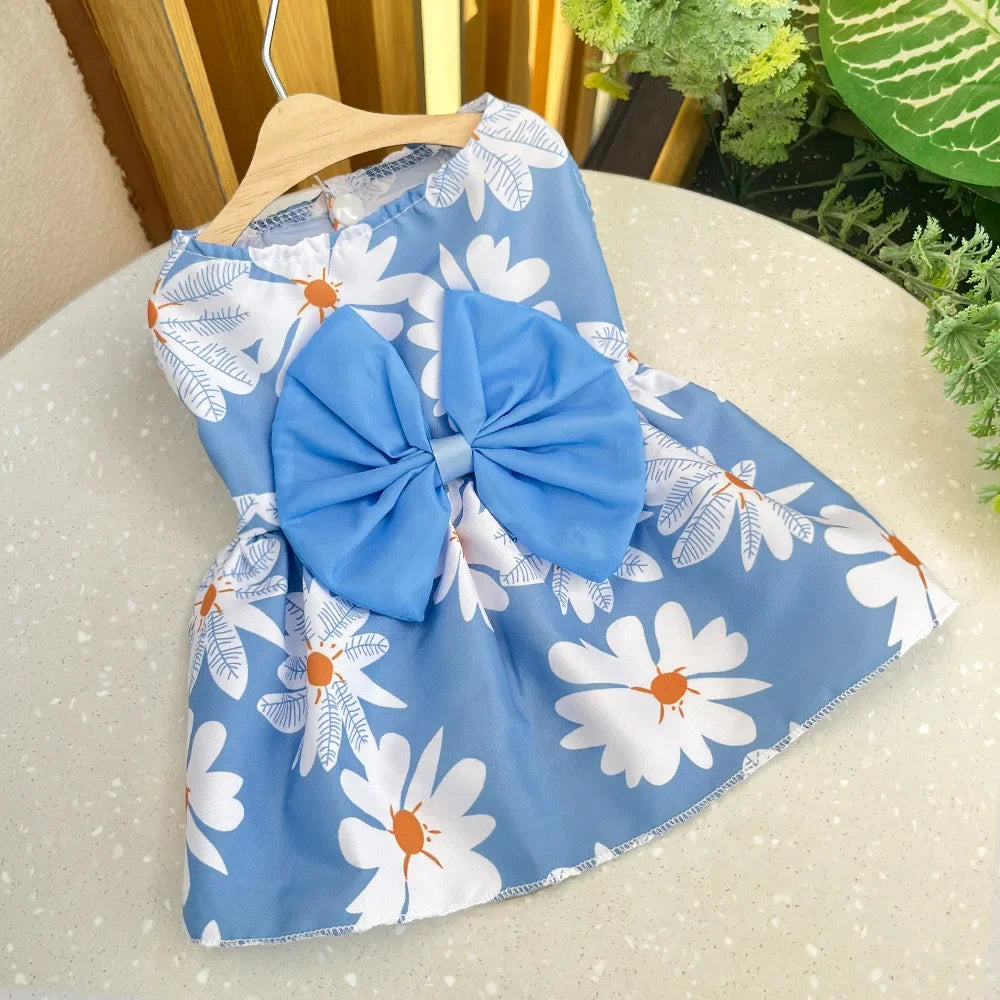 Cute Princess Dog Dress with Bow for Small Pets - PetAura