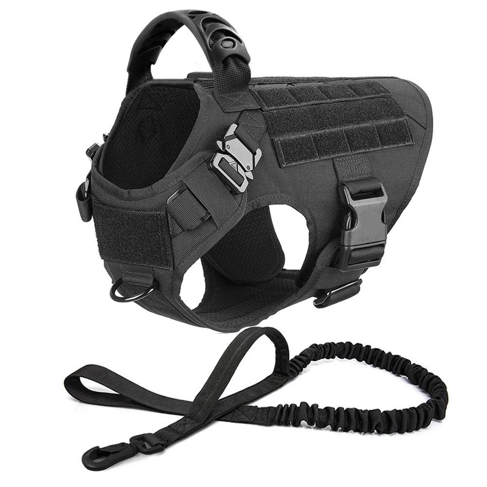 Tactical Dog Harness with Leash and Pouches - PetAura