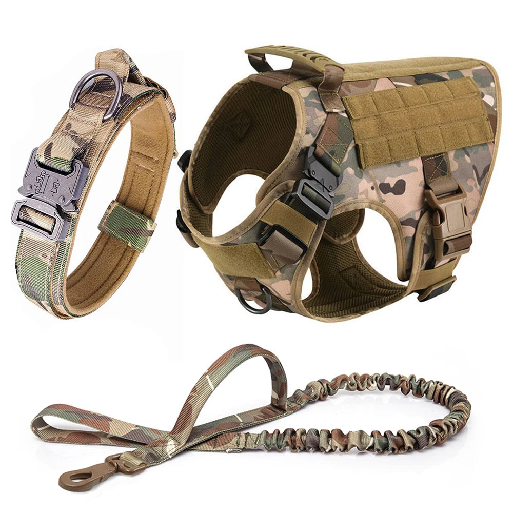 Tactical Dog Harness with Leash and Pouches - PetAura