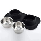 Non-Slip Double Dog Bowl with Silicone Mat - PetAura