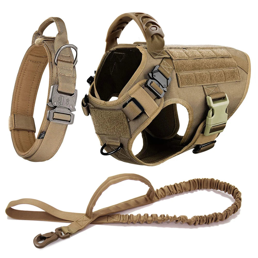 Tactical Dog Harness with Leash and Pouches - PetAura