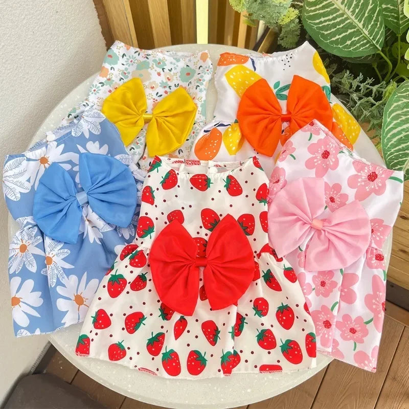 Cute Princess Dog Dress with Bow for Small Pets - PetAura