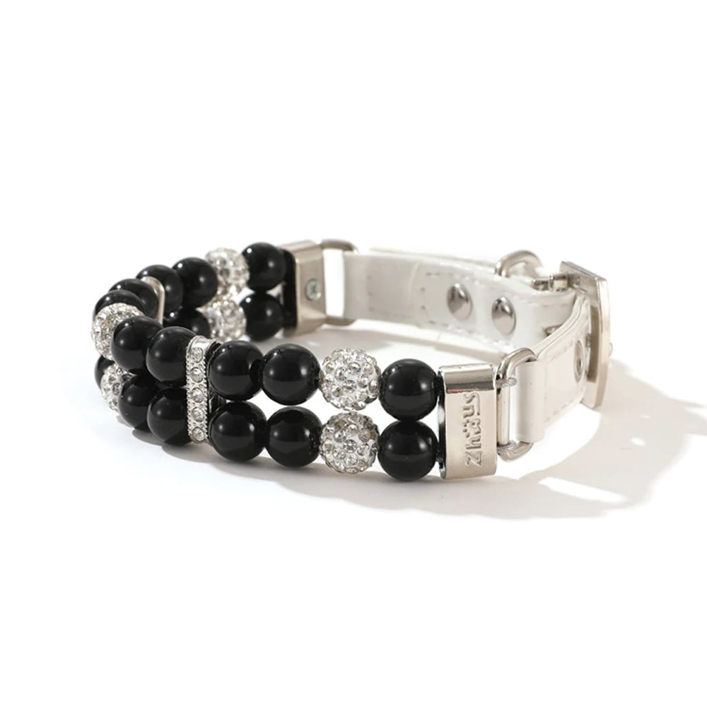 Elegant Pearl Pet Collar with Rhinestones - PetAura
