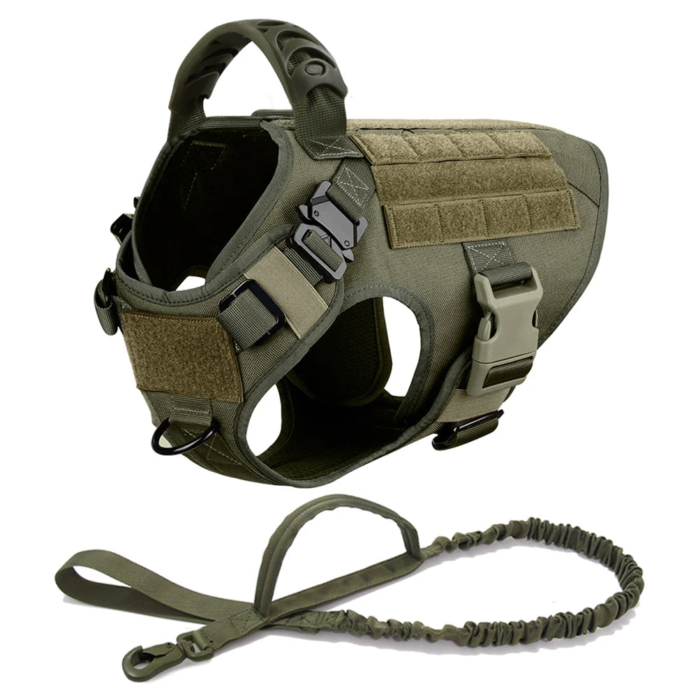 Tactical Dog Harness with Leash and Pouches - PetAura