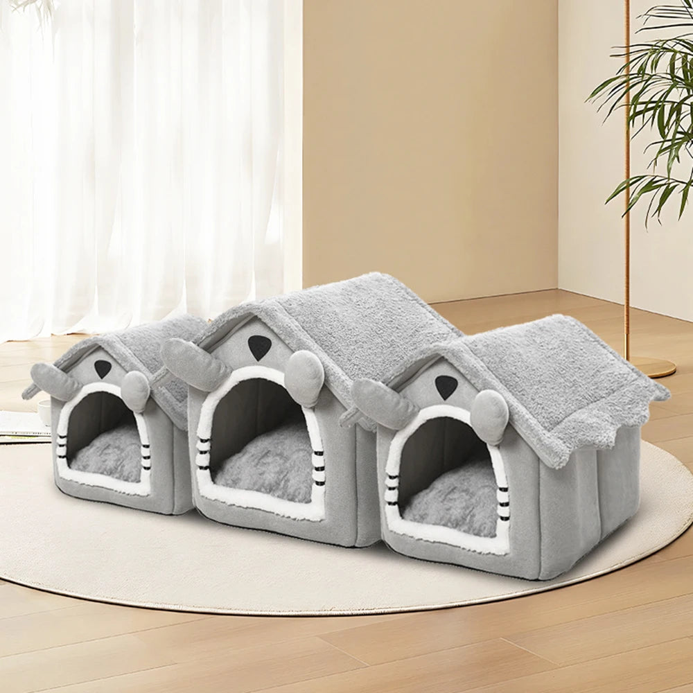 Cozy Gray Cat House - PetAura