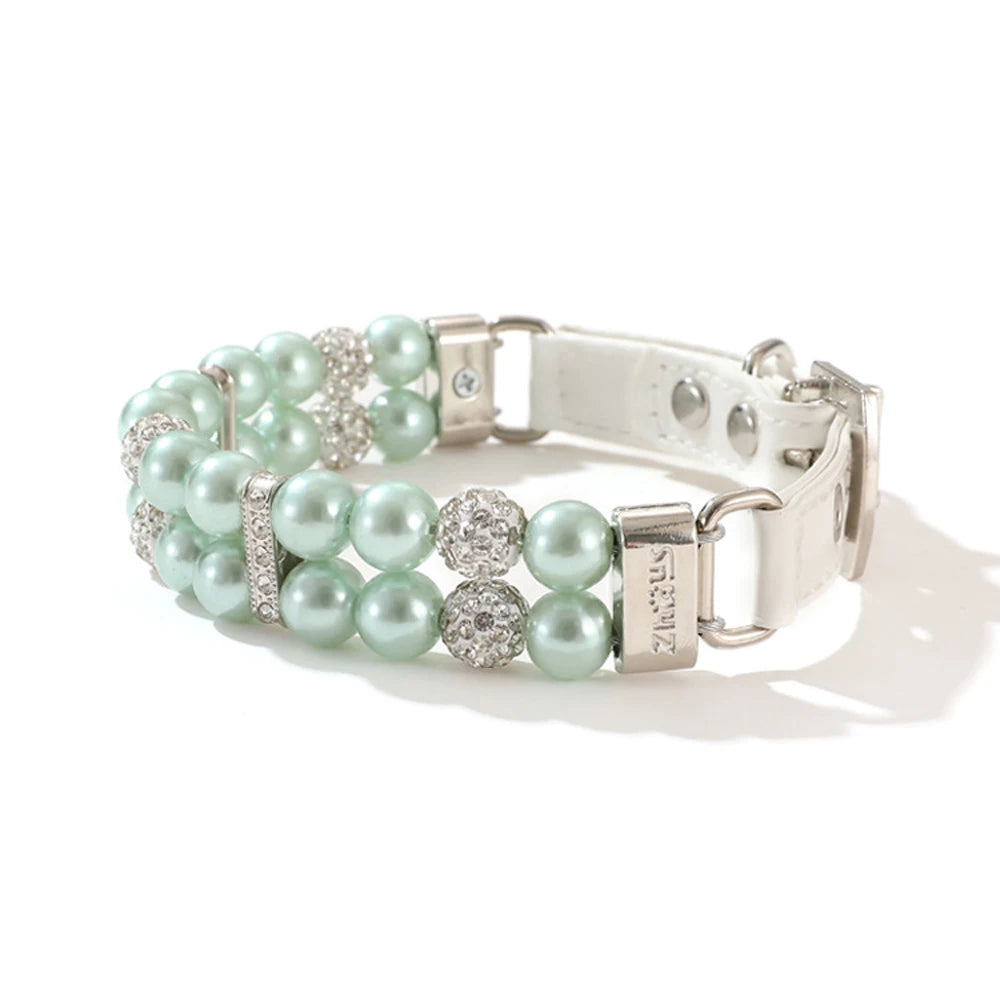 Elegant Pearl Pet Collar with Rhinestones - PetAura