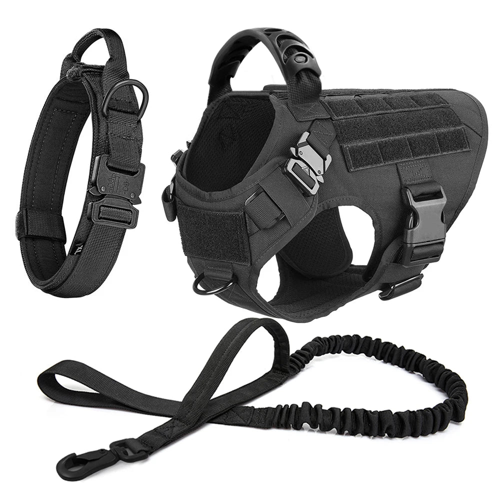 Tactical Dog Harness with Leash and Pouches - PetAura