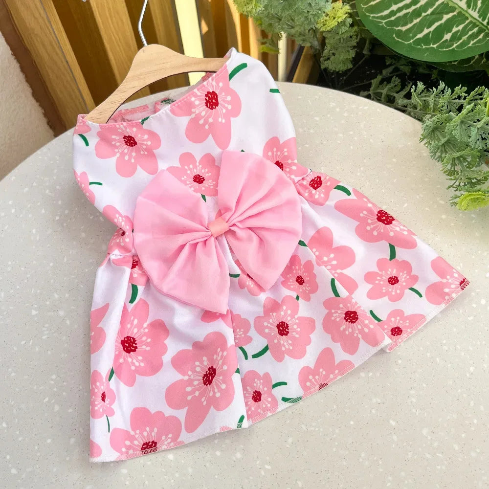 Cute Princess Dog Dress with Bow for Small Pets - PetAura