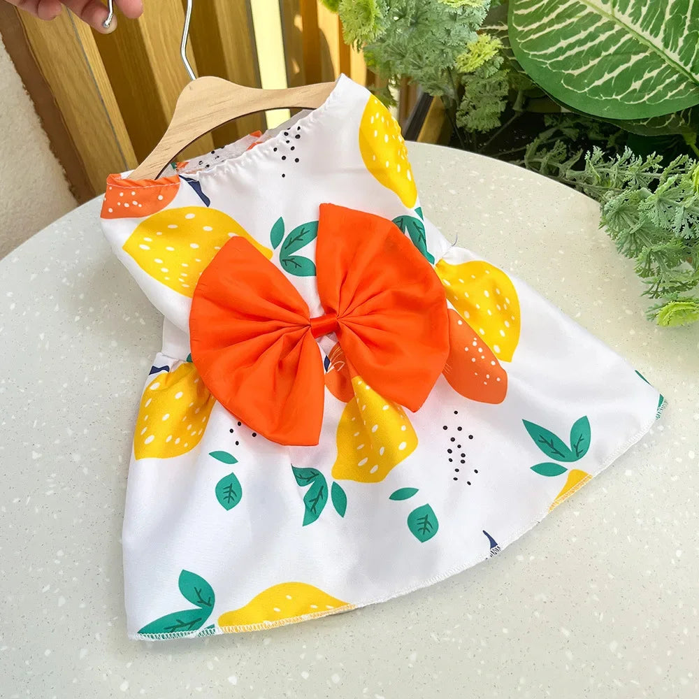 Cute Princess Dog Dress with Bow for Small Pets - PetAura
