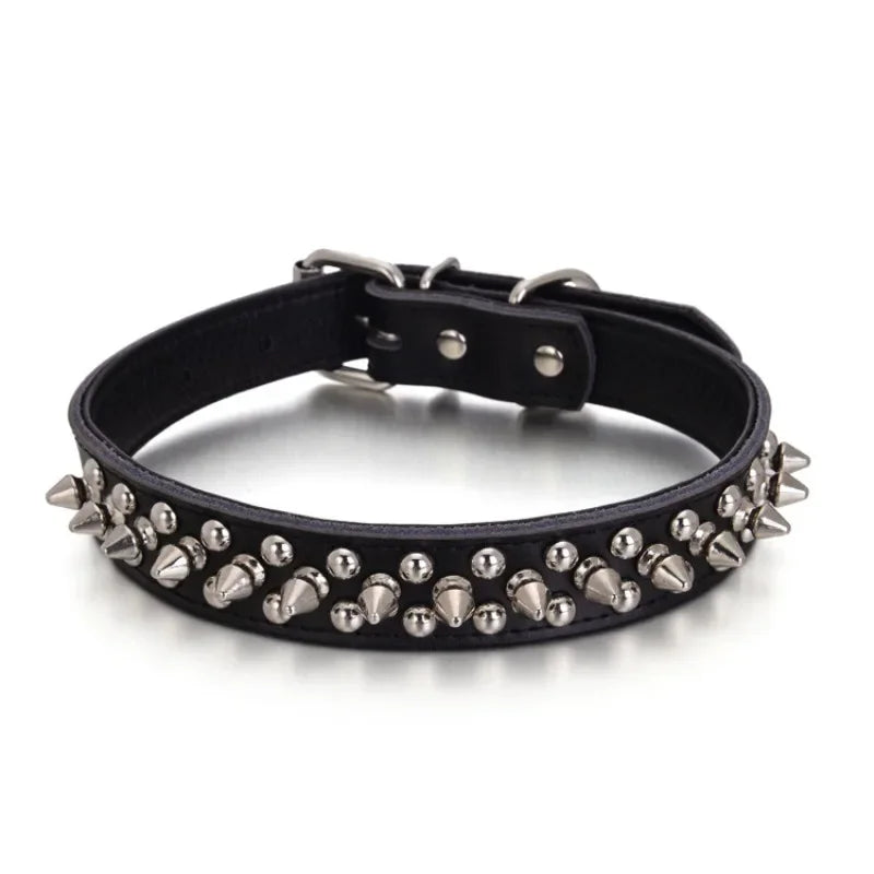 Bullet-proof Anti-bite Rivets, Leather Pet Collars, Leather Rivet Collars, Adjustable