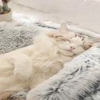 Plush Hooded Pet Bed Round Fluffy Soft Cat Bed Pet Cushion Warm Cat Dog 2 in 1 Sleeping Nest Cave for Small Dogs