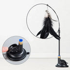 Cat Toy Cat Teaser Stick With Bell Extended Rod Suction Cup Self High And Durable Bite Teaser Tool Replaceable Feather Head