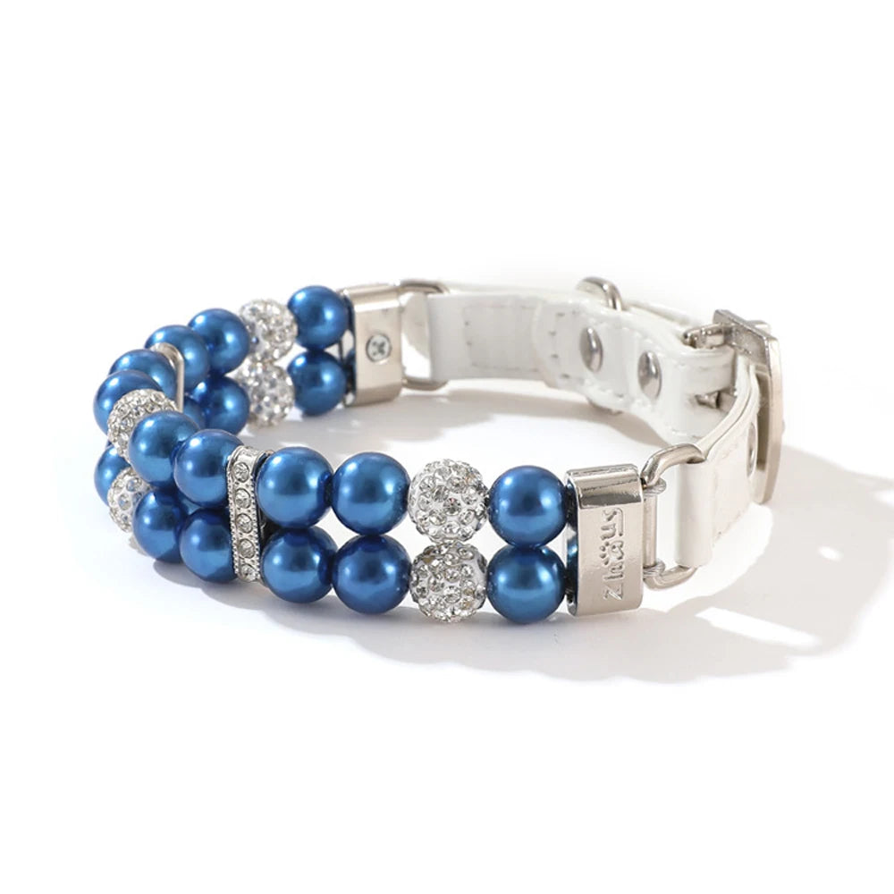 Elegant Pearl Pet Collar with Rhinestones - PetAura