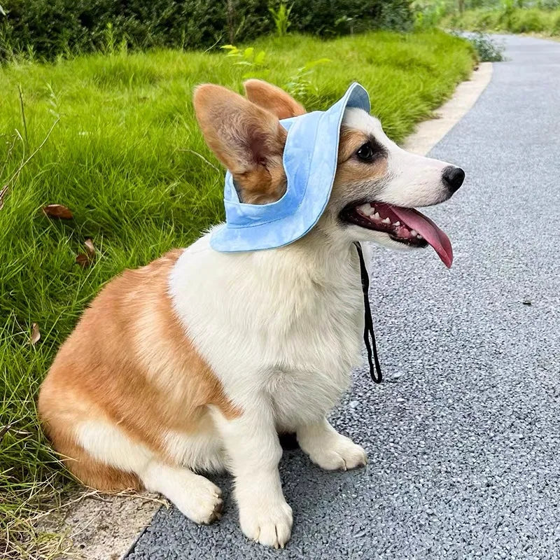 Pet Sun Hat with Ear Holes - Adjustable Summer Cap for Dogs and Cats