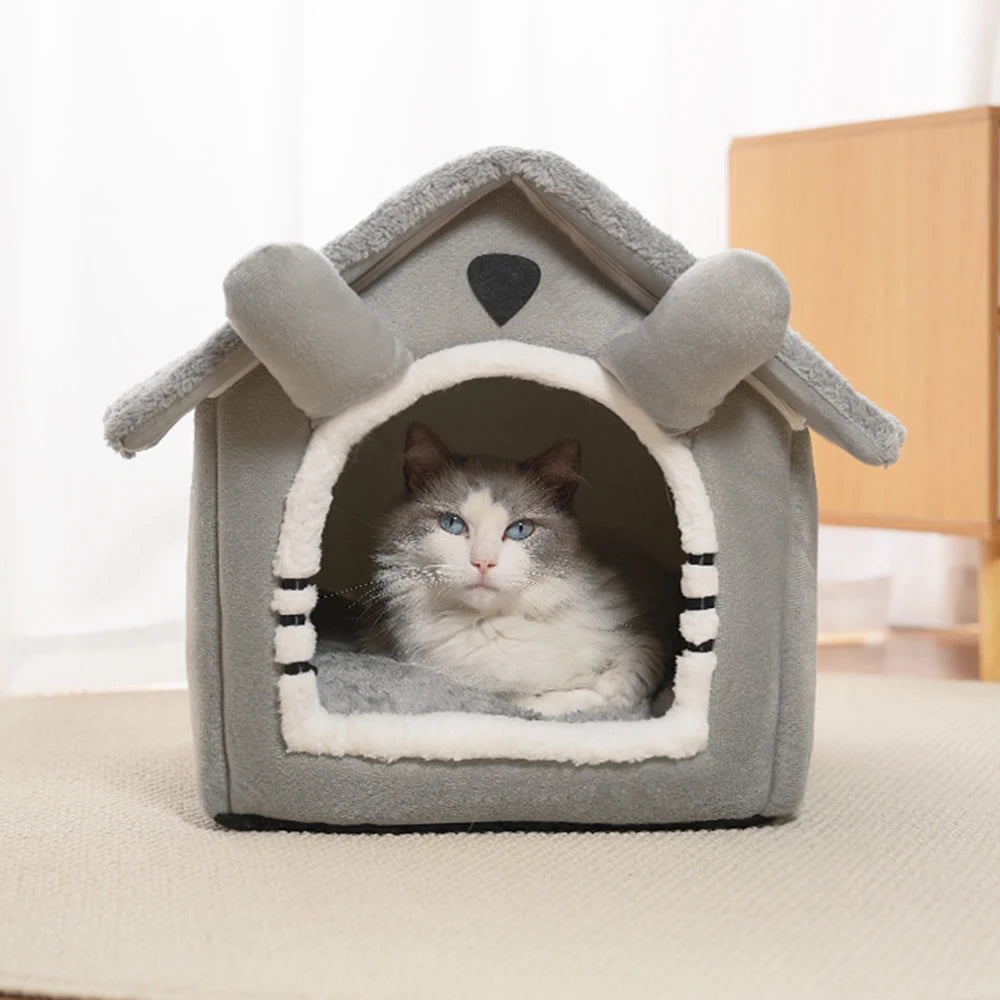 Cozy Gray Cat House - PetAura