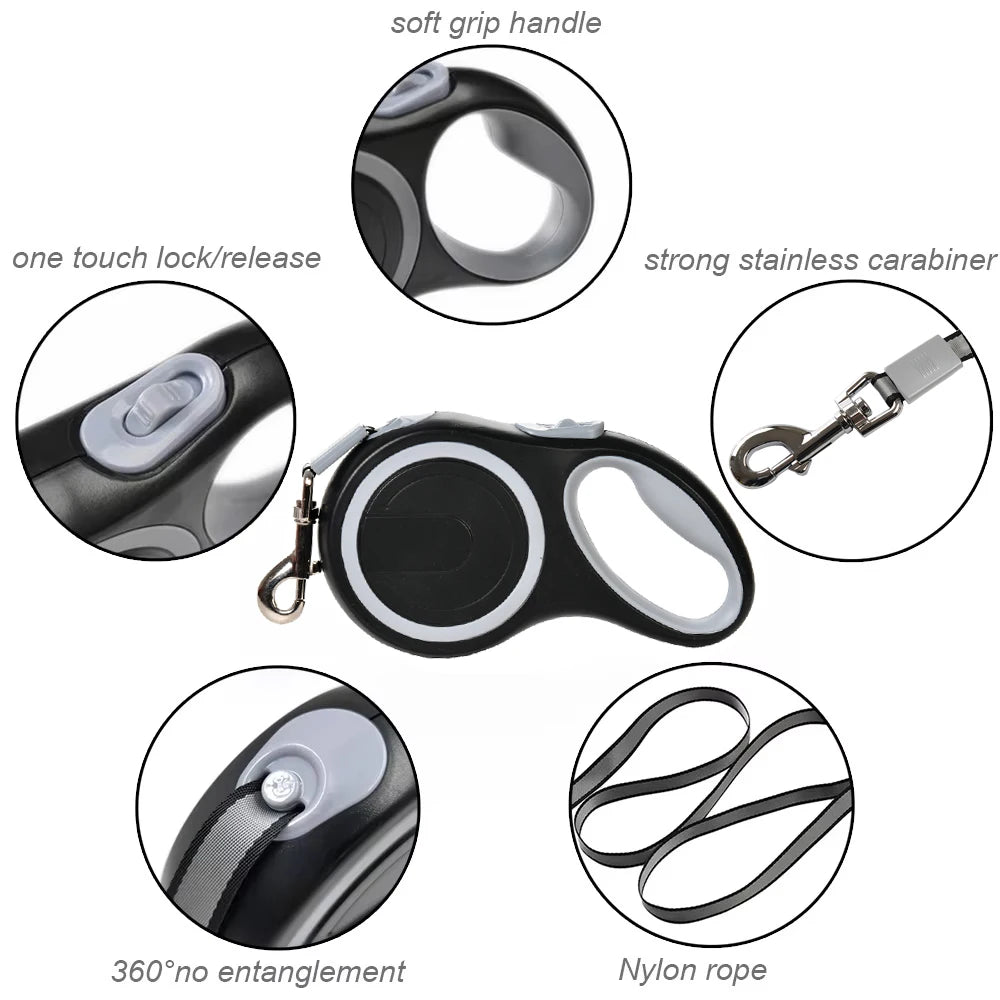 Durable Nylon Retractable Dog Leash for Large Dogs - PetAura