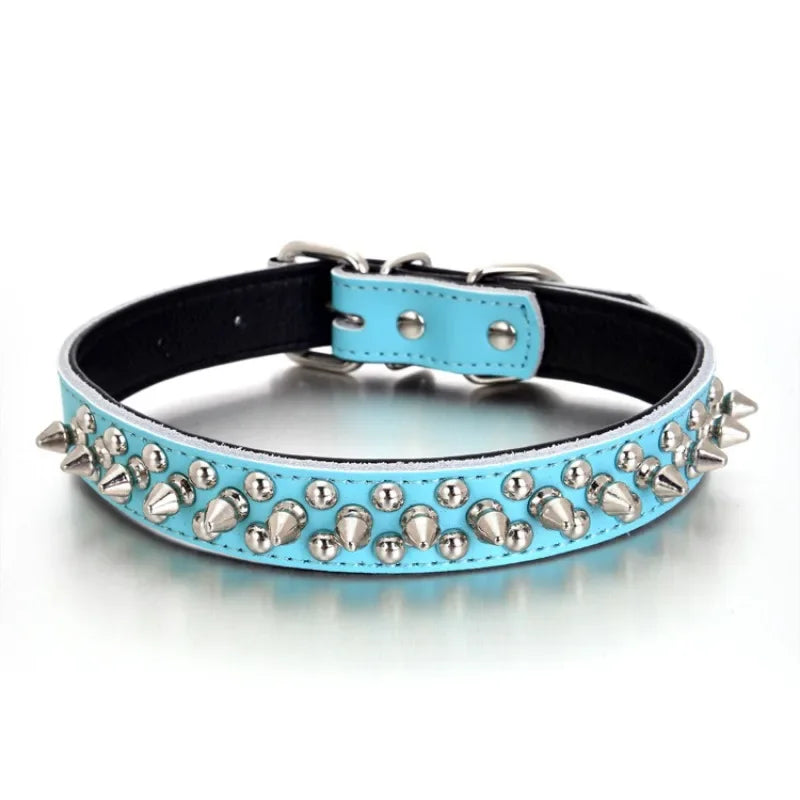 Bullet-proof Anti-bite Rivets, Leather Pet Collars, Leather Rivet Collars, Adjustable