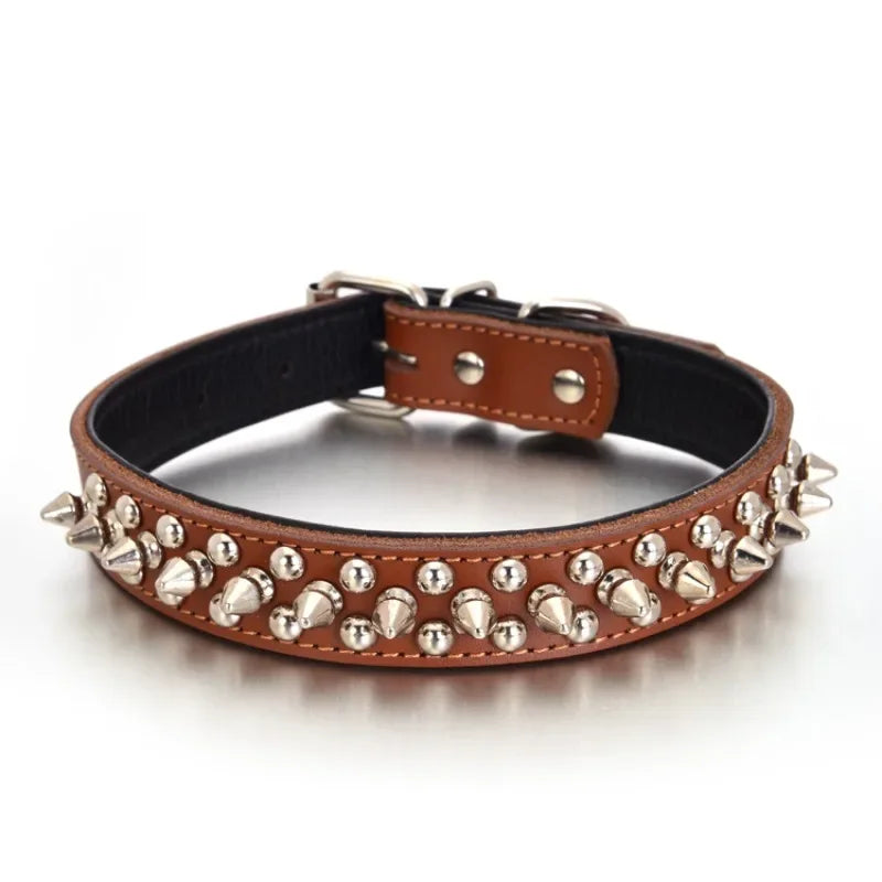Bullet-proof Anti-bite Rivets, Leather Pet Collars, Leather Rivet Collars, Adjustable