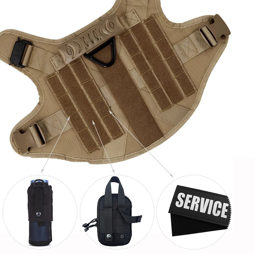 Tactical Dog Harness with Leash and Pouches - PetAura