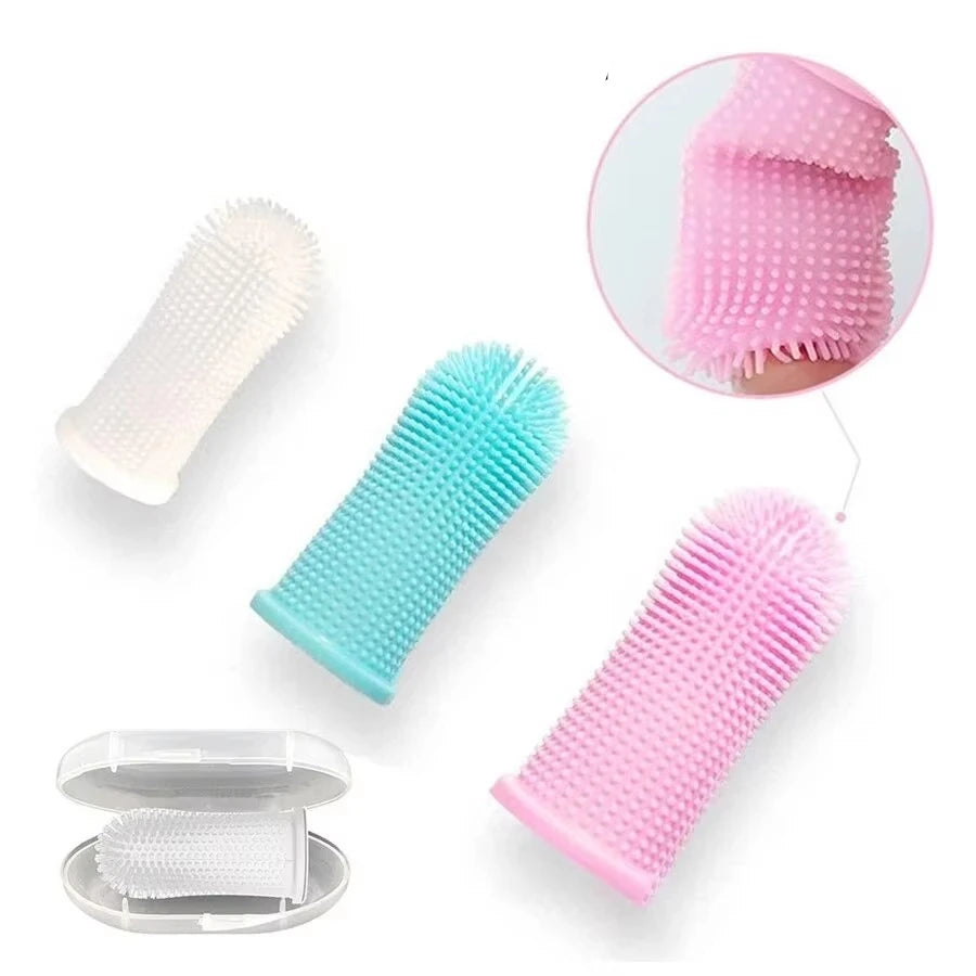 Pet Finger Toothbrush Cleaning Products for Cats and DogsOral Cleaning ToothbrushesSilicone Bristles
