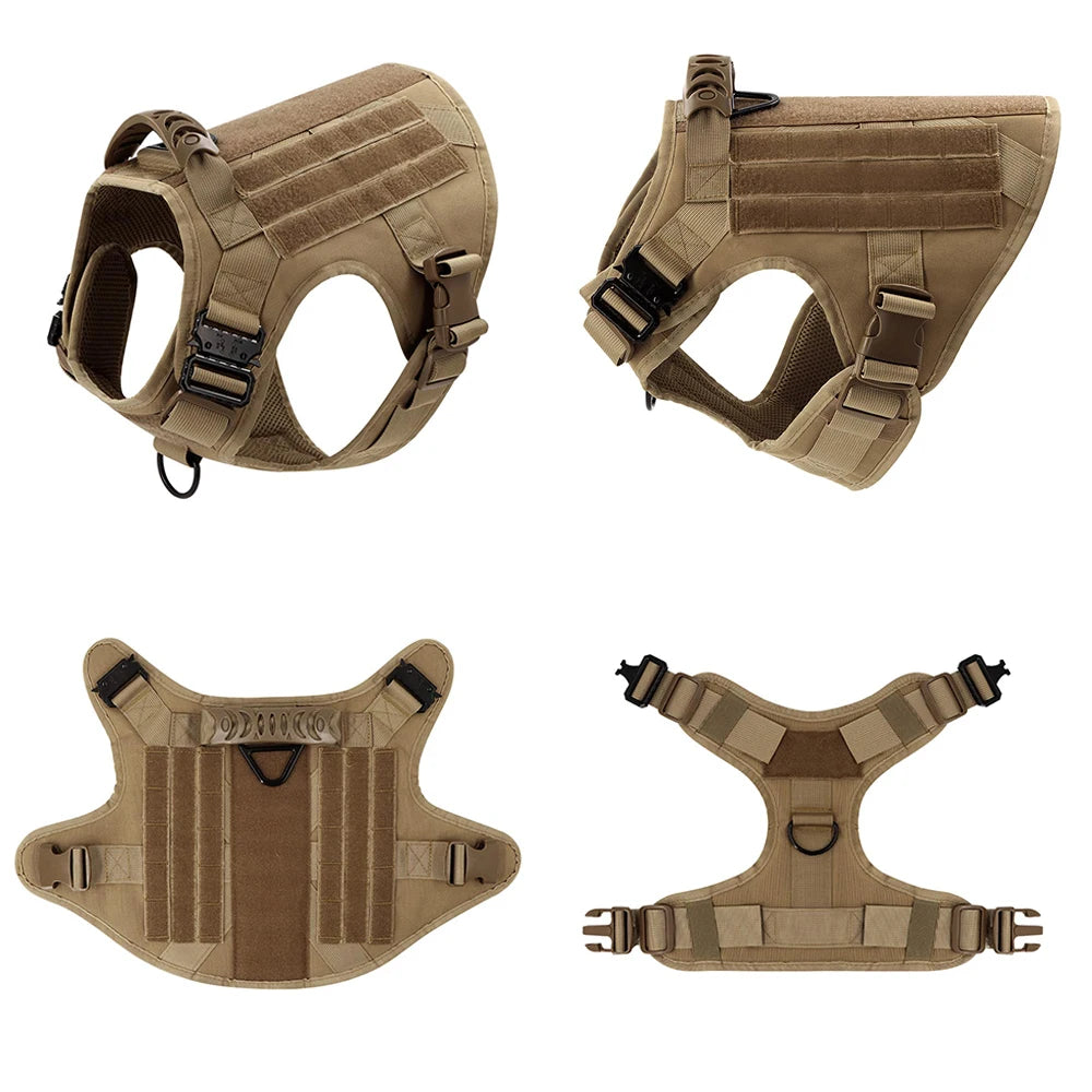 Tactical Dog Harness with Leash and Pouches - PetAura