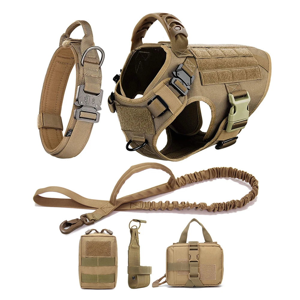 Tactical Dog Harness with Leash and Pouches - PetAura