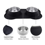 Non-Slip Double Dog Bowl with Silicone Mat - PetAura