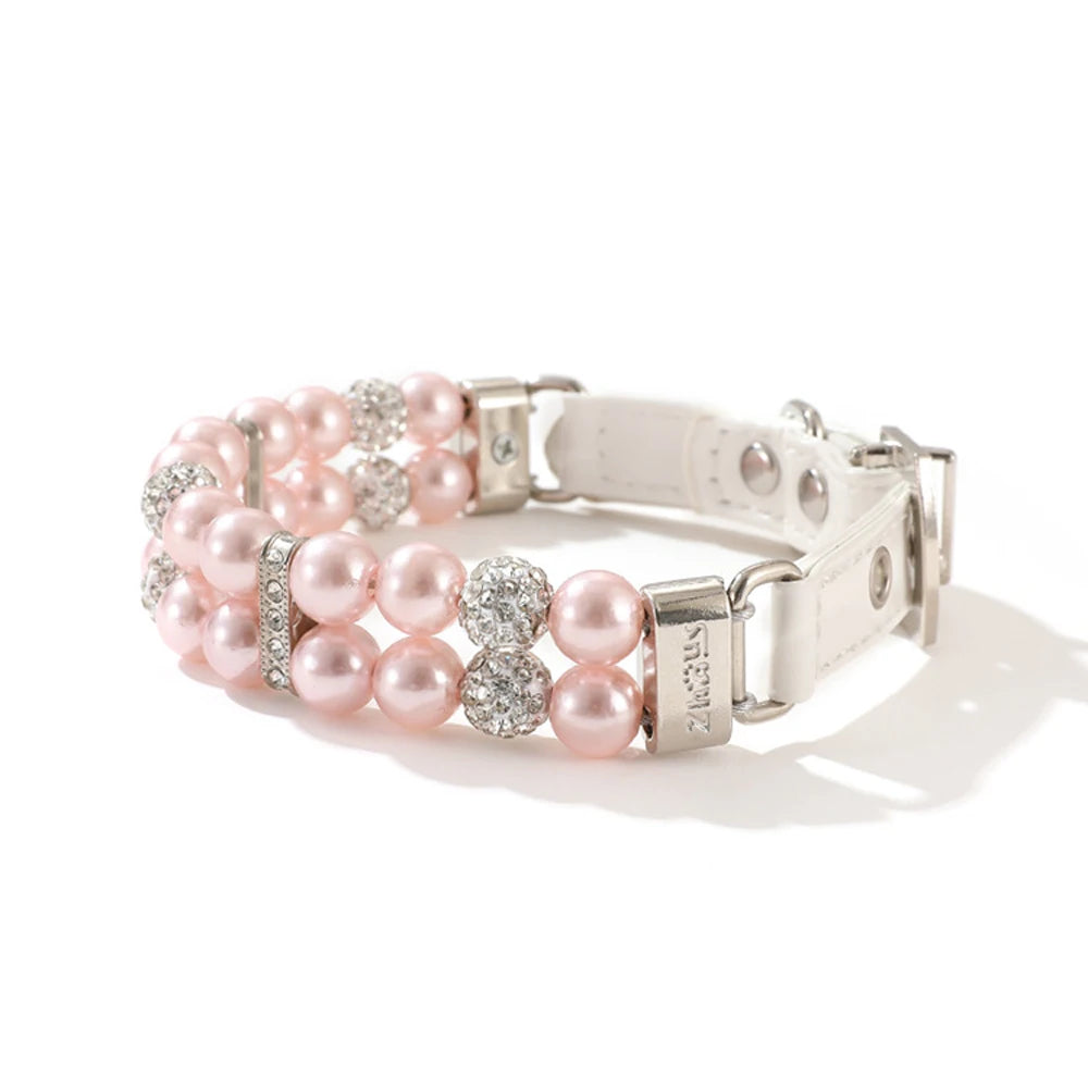 Elegant Pearl Pet Collar with Rhinestones - PetAura